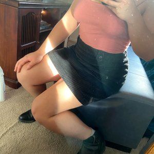 Black Corduroy Mini Skirt
